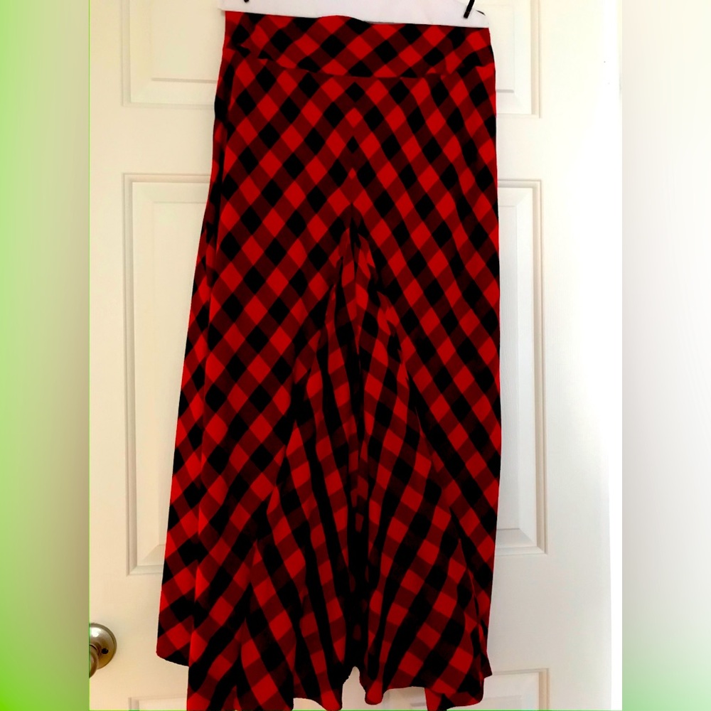 Ralph Lauren, full length, Maxi, tartan skirt with ruffle down front .